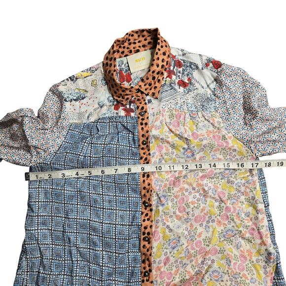 Anthropologie Maeve Bernadette Mixed Print Floral Leaopard Shirt Size XXSP - Picture 3 of 5